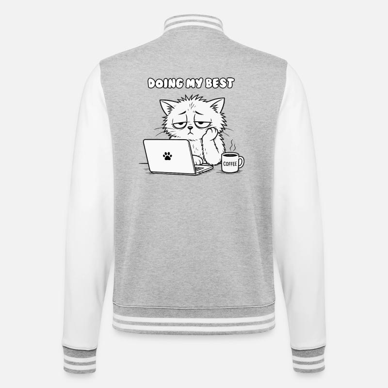 Feline Office Motivation - College Sweat Jacket - heather grey/white