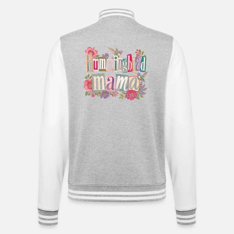 Ruby Throated Hummingbird Mama Mom - College Sweat Jacket - heather grey/white
