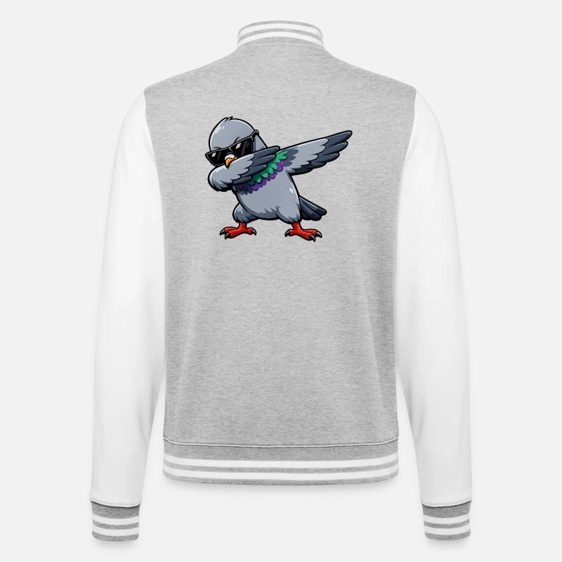 Dabbing Taube - College-Sweatjacke - Grau meliert/Weiß