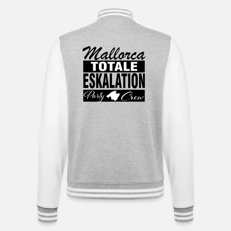 Mallorca, Eskalation - College-Sweatjacke - Grau meliert/Weiß