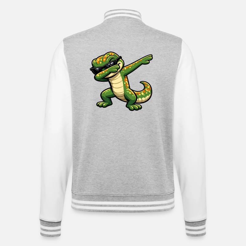 Dabbing Gecko - College Sweat Jacket - heather grey/white