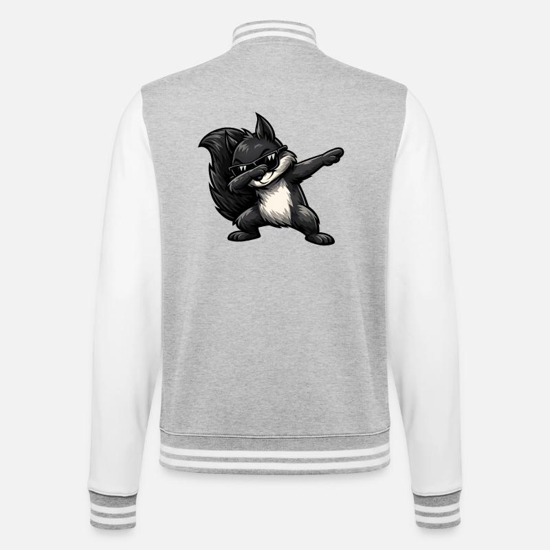 Dabbing Schwarzes Eichhörnchen - College-Sweatjacke - Grau meliert/Weiß