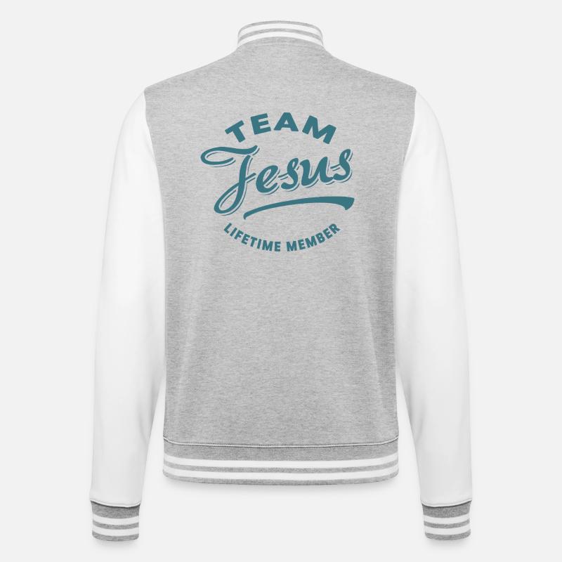 Team Jesus Lifetime Member - College Sweat Jacket - heather grey/white