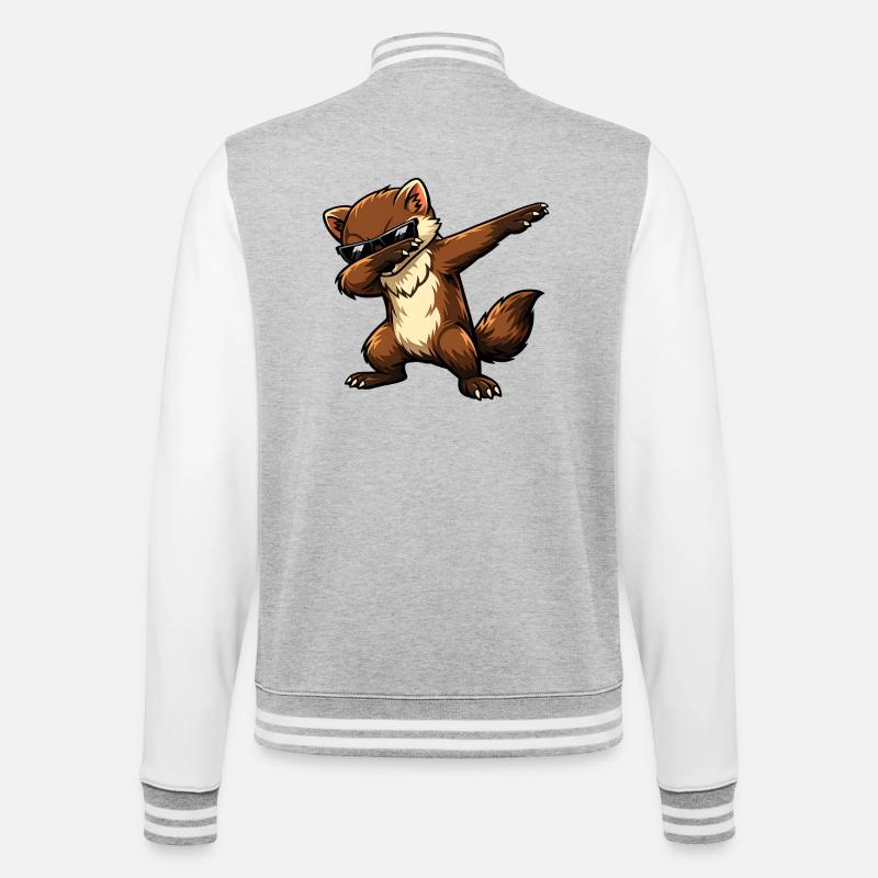 Dabbing Marten - College Sweat Jacket - heather grey/white