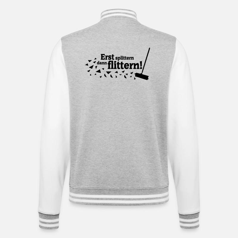 Polterabend Spruch - College-Sweatjacke - Grau meliert/Weiß