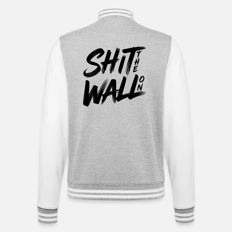 Shit the wall on - College-Sweatjacke - Grau meliert/Weiß