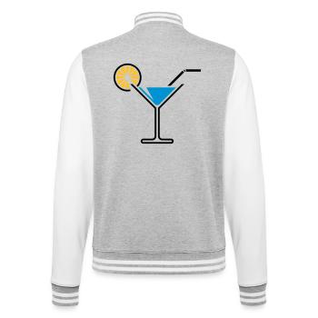 Cocktail / Cocktailglas / Martini + (Hellblau) - College-Sweatjacke - Grau meliert/Weiß - Hinten - Marisol (170cm)