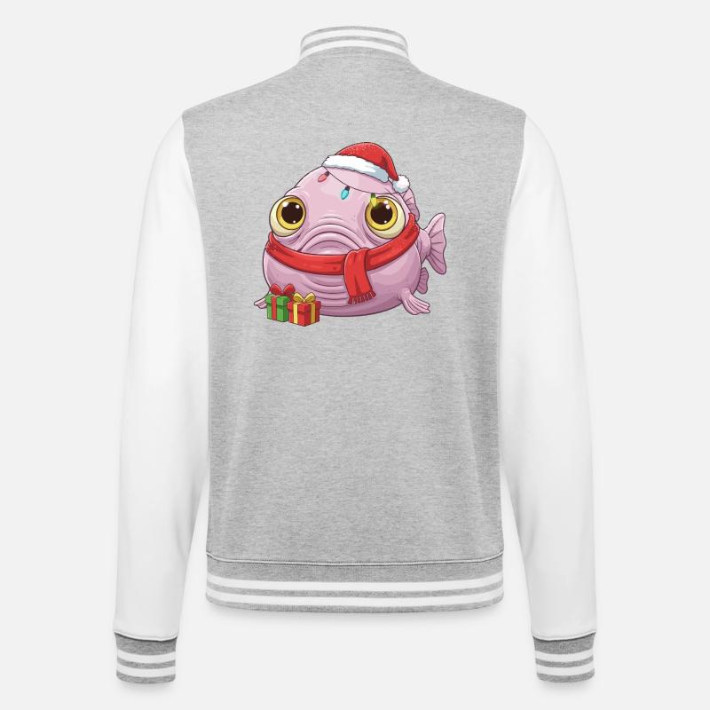 Funny Blobfish - Christmas Time with... - College Sweat Jacket - heather grey/white
