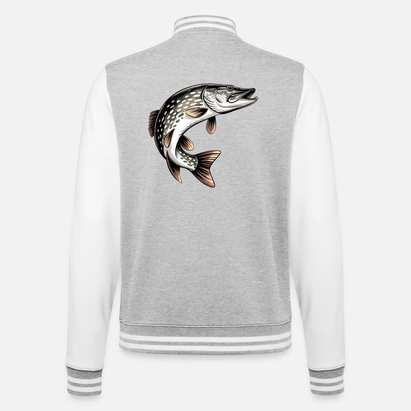 Hecht Design - College-Sweatjacke - Grau meliert/Weiß