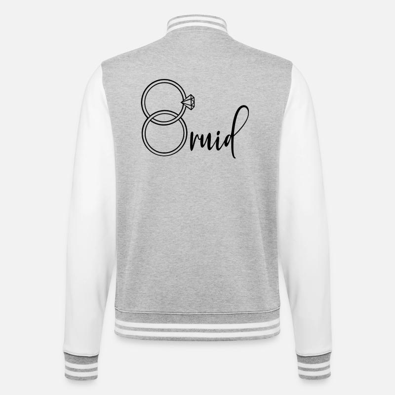 Bride engagement rings - College Sweat Jacket - heather grey/white
