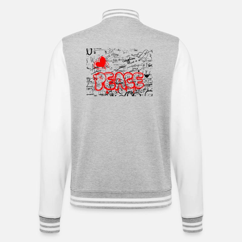 Frais Graffiti Heart Red - Veste Teddy - gris chiné / blanc