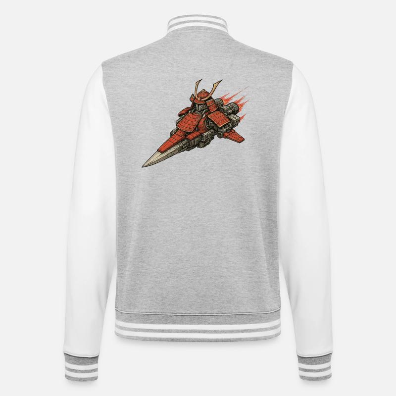 Samurai Raumschiff - College-Sweatjacke - Grau meliert/Weiß