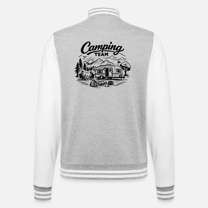 Camping Team Wagon - College Sweat Jacket - heather grey/white