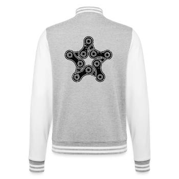 Fahrradkette Stern Radsport Motiv - College-Sweatjacke - Grau meliert/Weiß - Hinten - Marisol (170cm)