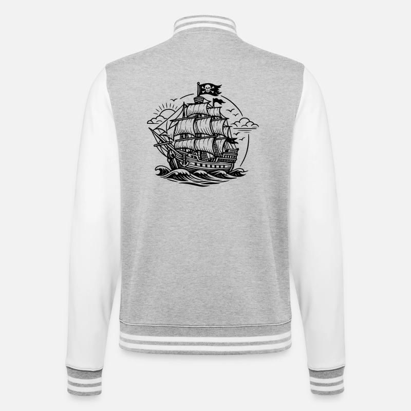 Pirate ship - College Sweat Jacket - heather grey/white