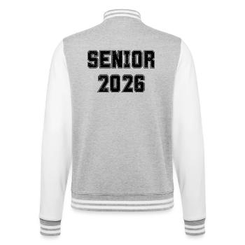 Cadeau de la Senior 2026 Classe 2026 Black Varsity - Veste Teddy - gris chiné / blanc - Dos - Marisol (170cm)