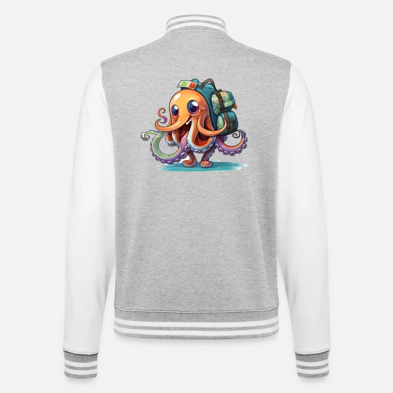 Octopus Explorer with Backpack - College Sweat Jacket - heather grey/white