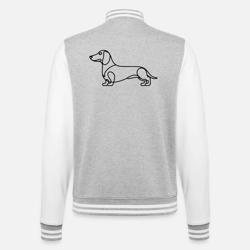 Dessin linéaire du teckel - Veste Teddy - gris chiné / blanc
