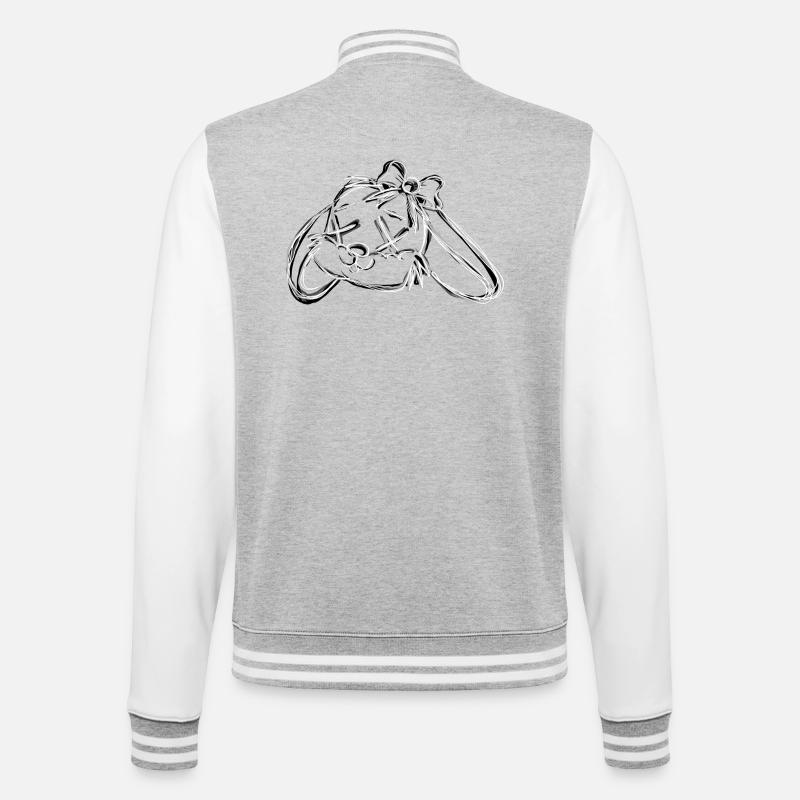 Dead Bunny Grey - College-Sweatjacke - Grau meliert/Weiß