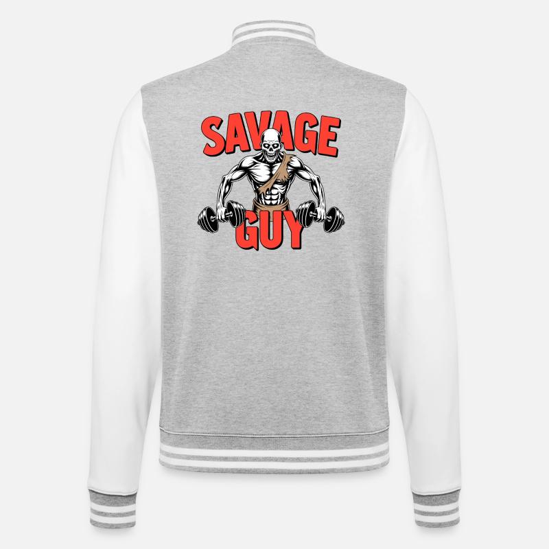 Squelette de gymnase sauvage - Veste Teddy - gris chiné / blanc