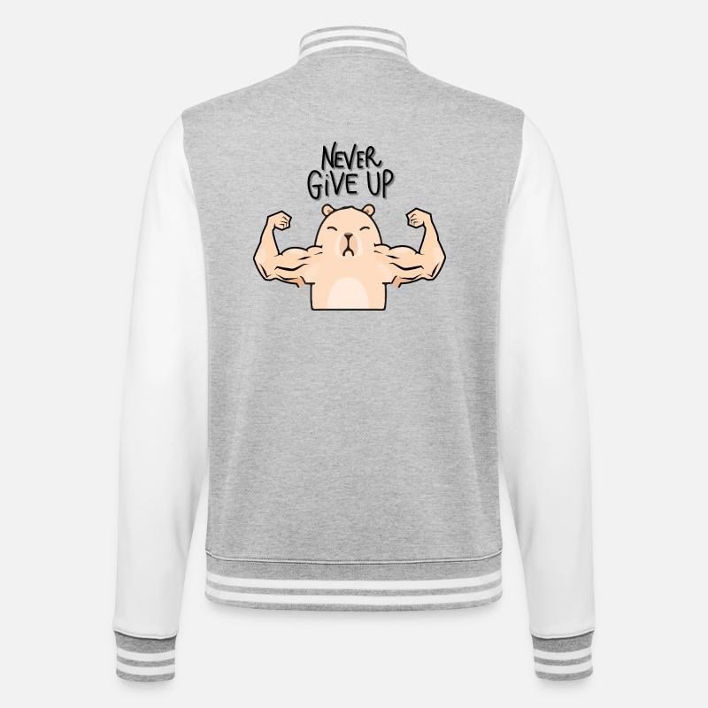 Capybara-Bodybuilder - College-Sweatjacke - Grau meliert/Weiß