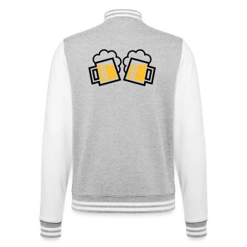2 Bayrische Bierkrüge Prosten (Bier Maßkrüge / 2C) - College-Sweatjacke - Grau meliert/Weiß - Hinten - Marisol (170cm)