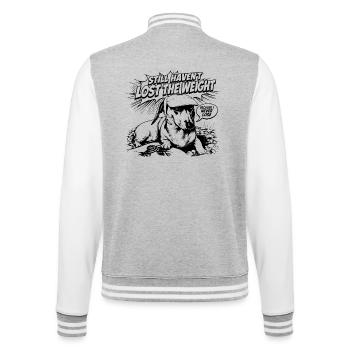Lustiges Dackel Vintage Design mit Humor Spruch - College-Sweatjacke - Grau meliert/Weiß - Hinten - Marisol (170cm)