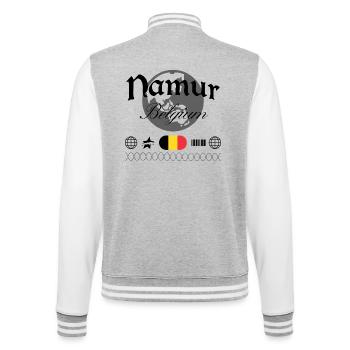 Namur Belgien Streetwear Reise Souvenir - College-Sweatjacke - Grau meliert/Weiß - Hinten - Marisol (170cm)