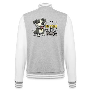 La vie est meilleure avec Staffy de dessins animés chiens - Veste Teddy - gris chiné / blanc - Dos - Marisol (170cm)