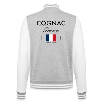 Souvenir de voyage coordonné Cognac France - Veste Teddy - gris chiné / blanc - Dos - Marisol (170cm)