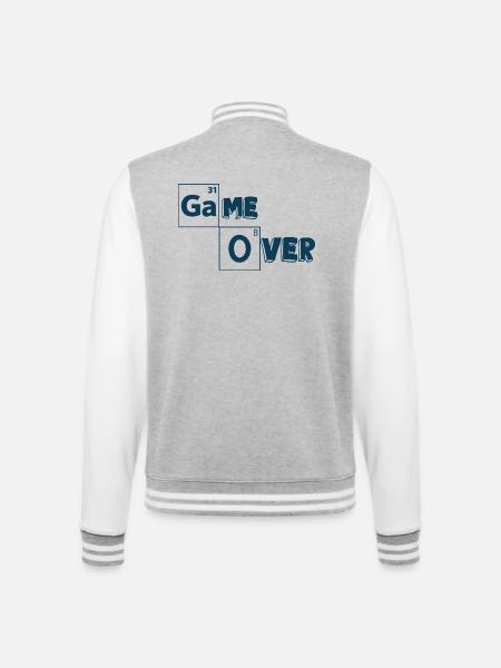 Game Over Games-Shirt - College-Sweatjacke - Grau meliert/Weiß