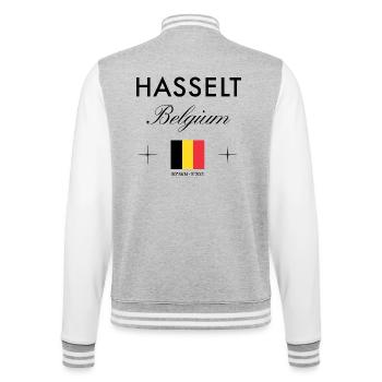 Hasselt Belgien Koordinaten Reise Souvenir - College-Sweatjacke - Grau meliert/Weiß - Hinten - Marisol (170cm)
