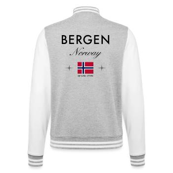 Bergen Norvège Coordonnées Souvenir de voyage - Veste Teddy - gris chiné / blanc - Dos - Marisol (170cm)