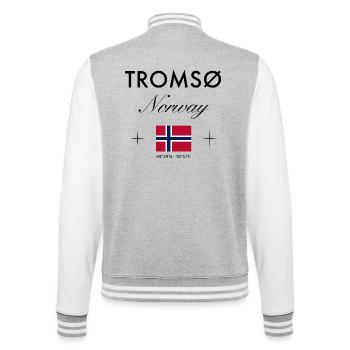 Tromsø Norwegen Koordinaten Reise Souvenir - College-Sweatjacke - Grau meliert/Weiß - Hinten - Marisol (170cm)