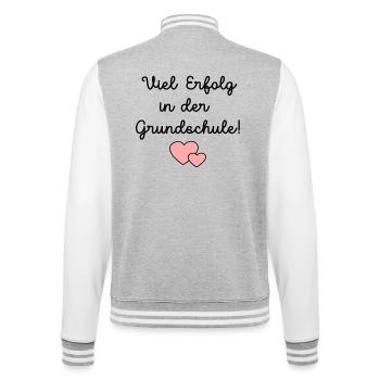 Einschulung Grundschule Schulkind - College-Sweatjacke - Grau meliert/Weiß - Hinten - Marisol (170cm)