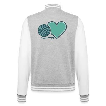 Funny Crochet Yarn Lovers Heart Crochet Hook - College Sweat Jacket - heather grey/white - Back - Marisol (170cm)