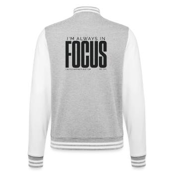I'm Always In Focus | Photographer's Edition - College Sweat Jacket - heather grey/white - Back - Marisol (170cm)