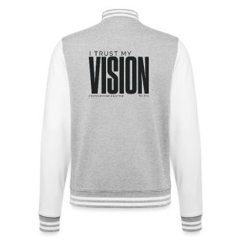 I Trust My Vision | Photographer's Edition - College Sweat Jacket - heather grey/white - Back - Marisol (170cm)