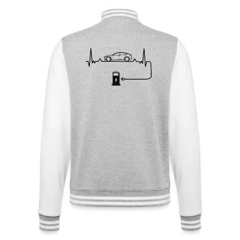 Electric car love with heartbeat Electric cars - College Sweat Jacket - heather grey/white - Back - Marisol (170cm)
