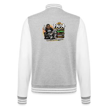 Papa -Lustiges Geschenk- - College-Sweatjacke - Grau meliert/Weiß - Hinten - Marisol (170cm)