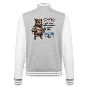 O’zapft is – Wildschwein mit Bier Männer Bierzelt - College-Sweatjacke - Grau meliert/Weiß - Hinten - Marisol (170cm)