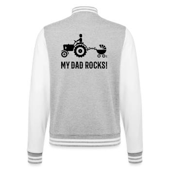 My Dad Rocks! (Trecker & Kinderwagen / Black) - College-Sweatjacke - Grau meliert/Weiß - Hinten - Marisol (170cm)