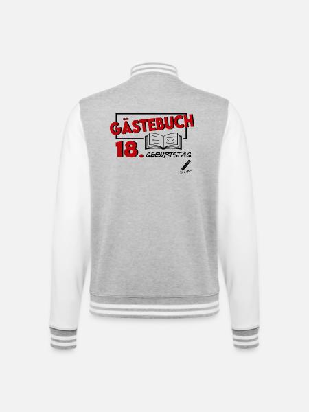 Gästeliste Gästebuch 18. Geburtstag Party Geschenk - College-Sweatjacke - Grau meliert/Weiß