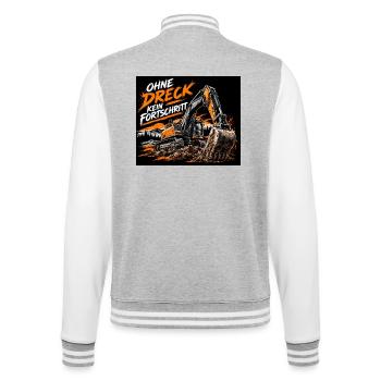 Fortschritt durch Schmutz - College-Sweatjacke - Grau meliert/Weiß - Hinten - Marisol (170cm)