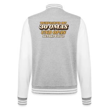 Weihnachten mit 30 Omas und Opas - Altenpflege - College-Sweatjacke - Grau meliert/Weiß - Hinten - Marisol (170cm)