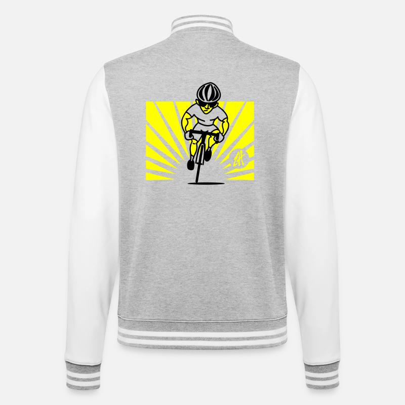Radfahrer - College-Sweatjacke - Grau meliert/Weiß