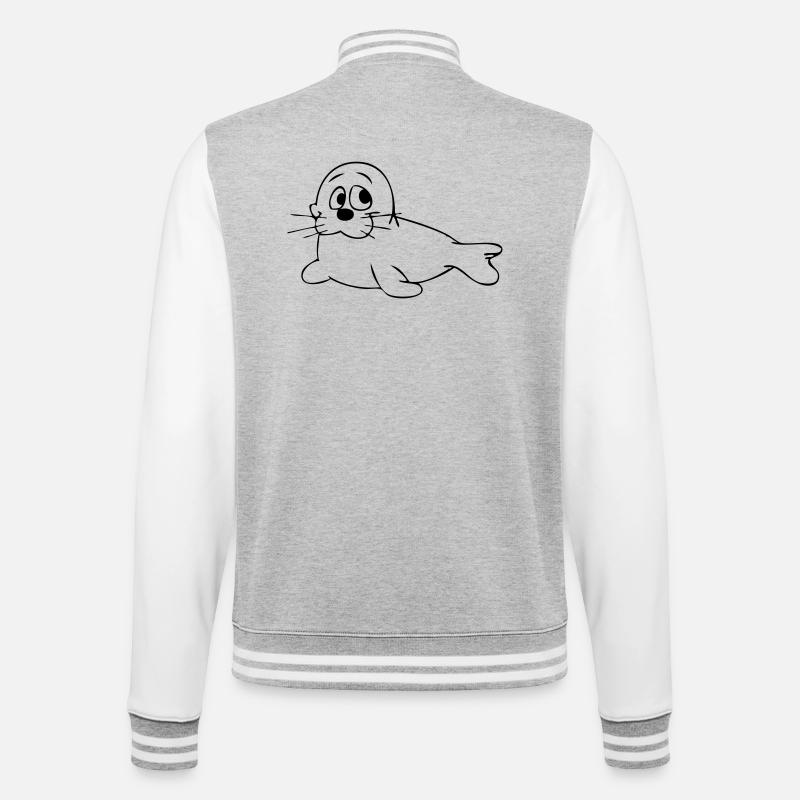 Seehund - College-Sweatjacke - Grau meliert/Weiß
