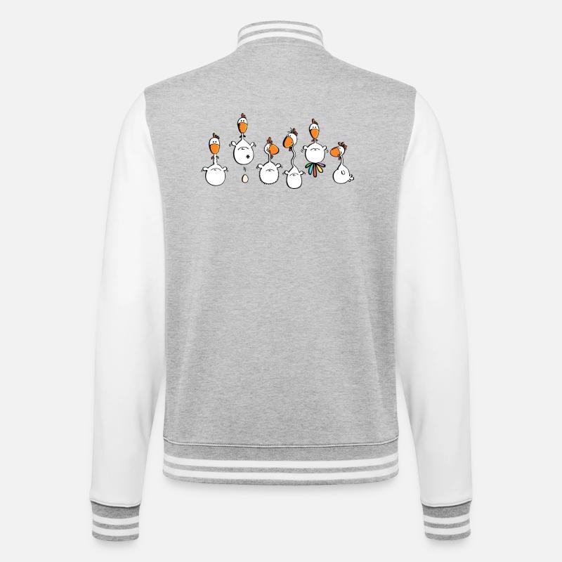 Crazy Chickens - poule - poluets - coq - Veste Teddy - gris chiné / blanc