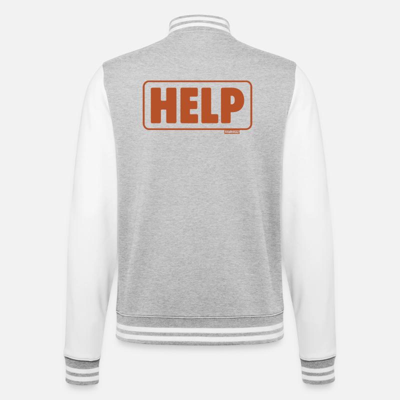 Notruf Schild Retro Design Hilfe - College-Sweatjacke - Grau meliert/Weiß