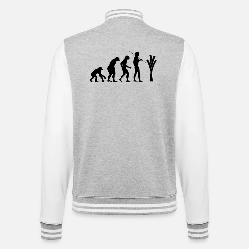 Evolution des Lauchs - College-Sweatjacke - Grau meliert/Weiß